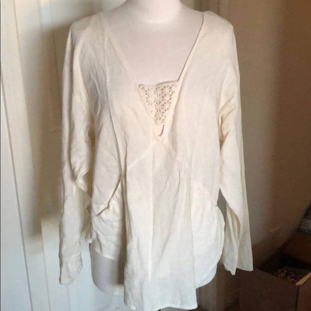 Free People Flowy Linen Blouse